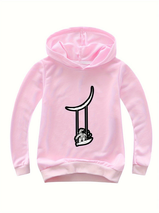 Astronaut Pattern V Neck Long Sleeve Sweatshirt For Girls Kids