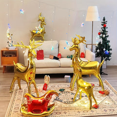 5pcs Christmas Foil Balloons Set Reindeer & Sleigh Mylar Balloons