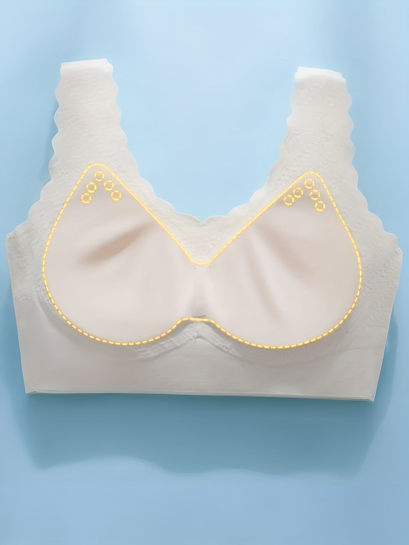 2pcs Scallop Trim Wireless Bras Comfy & Breathable Push Up Bra