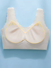 2pcs Scallop Trim Wireless Bras Comfy & Breathable Push Up Bra
