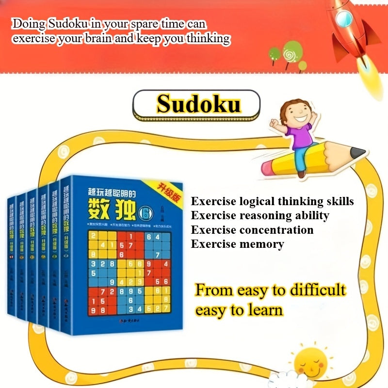 6pcs Sudoku Puzzle Game Training Logical Thinking Easy to Advanced