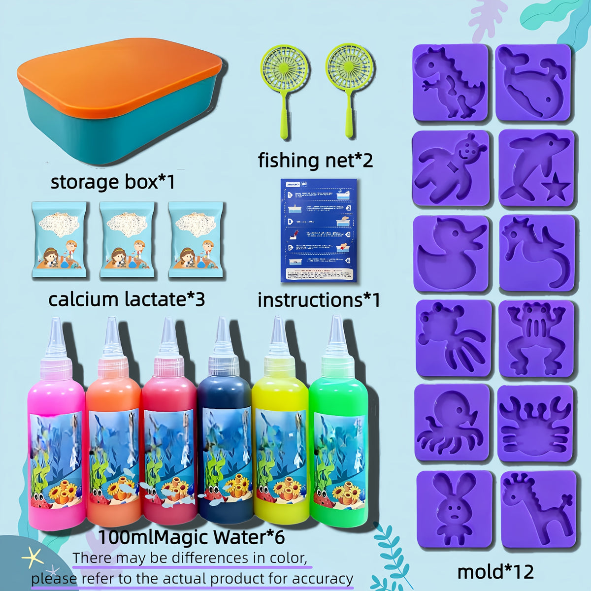 Magic Water Elf DIY Set with Storage Box, Molds & Bottles - Educational Fun Toy