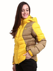 Women Long Down Jacket Two Tone Winter Puffy Coat Hoodie