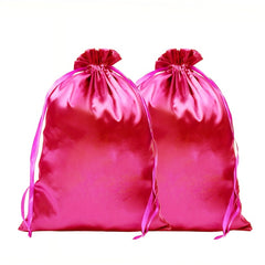 2pcs Satin Wig Bags Hair Storage Bags Drawstring Makeup Pouch