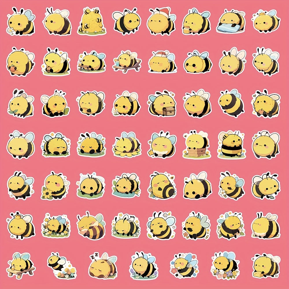 Cute Bee Stickers Set - 52pcs/55pcs - Cartoon Style - Reusable