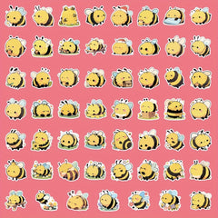 Cute Bee Stickers Set - 52pcs/55pcs - Cartoon Style - Reusable