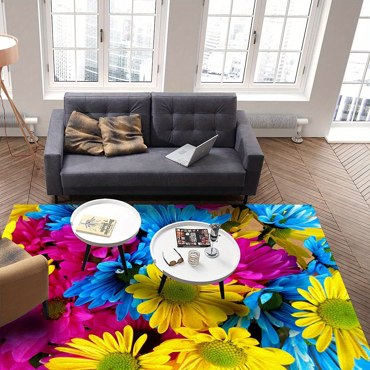 Floral Area Rug Non-slip Floor Mat