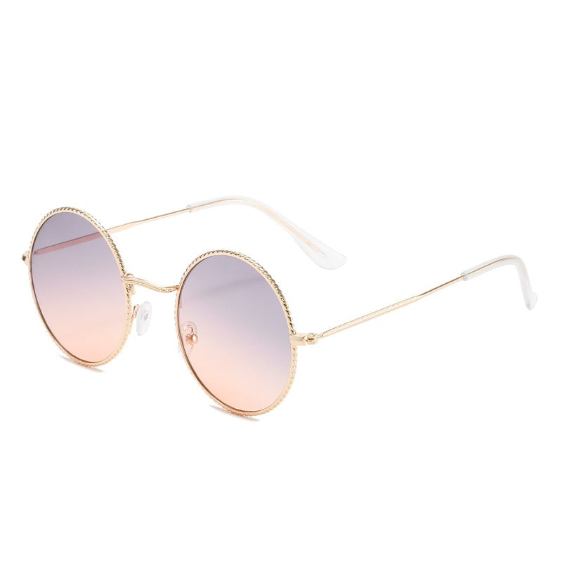 Small Round Polarized Sunglasses Vintage Metal Frame Womens