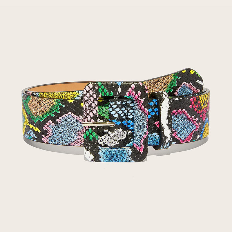 Green Snakeskin Pattern Belt Waist Dress Belt For Women