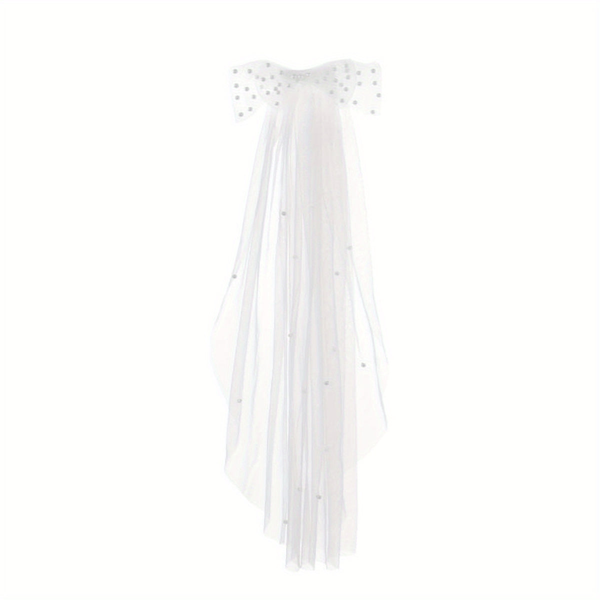 Women's Sheer Long Wedding Veil with Bow & Comb Full Train Bridal Veil