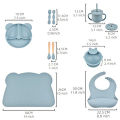 10pcs Silicone Baby Feeding Set for 0-3 Years Old