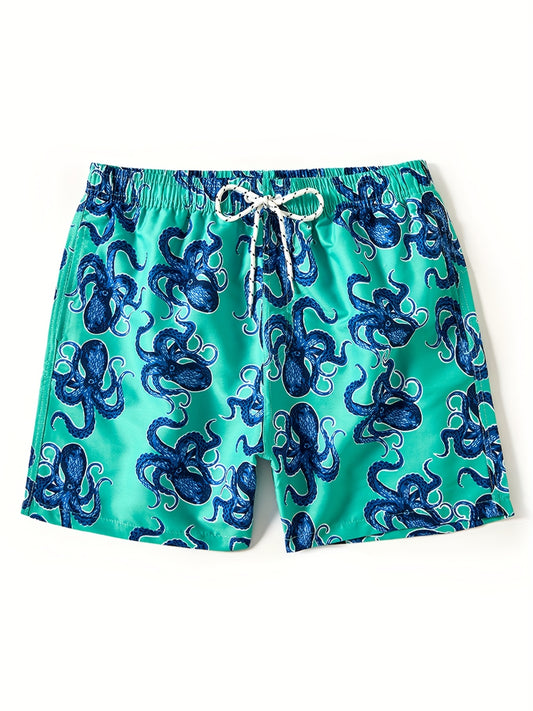 Octopus Pattern Men's Swim Trunks Quick Dry Beach Shorts Swimwear