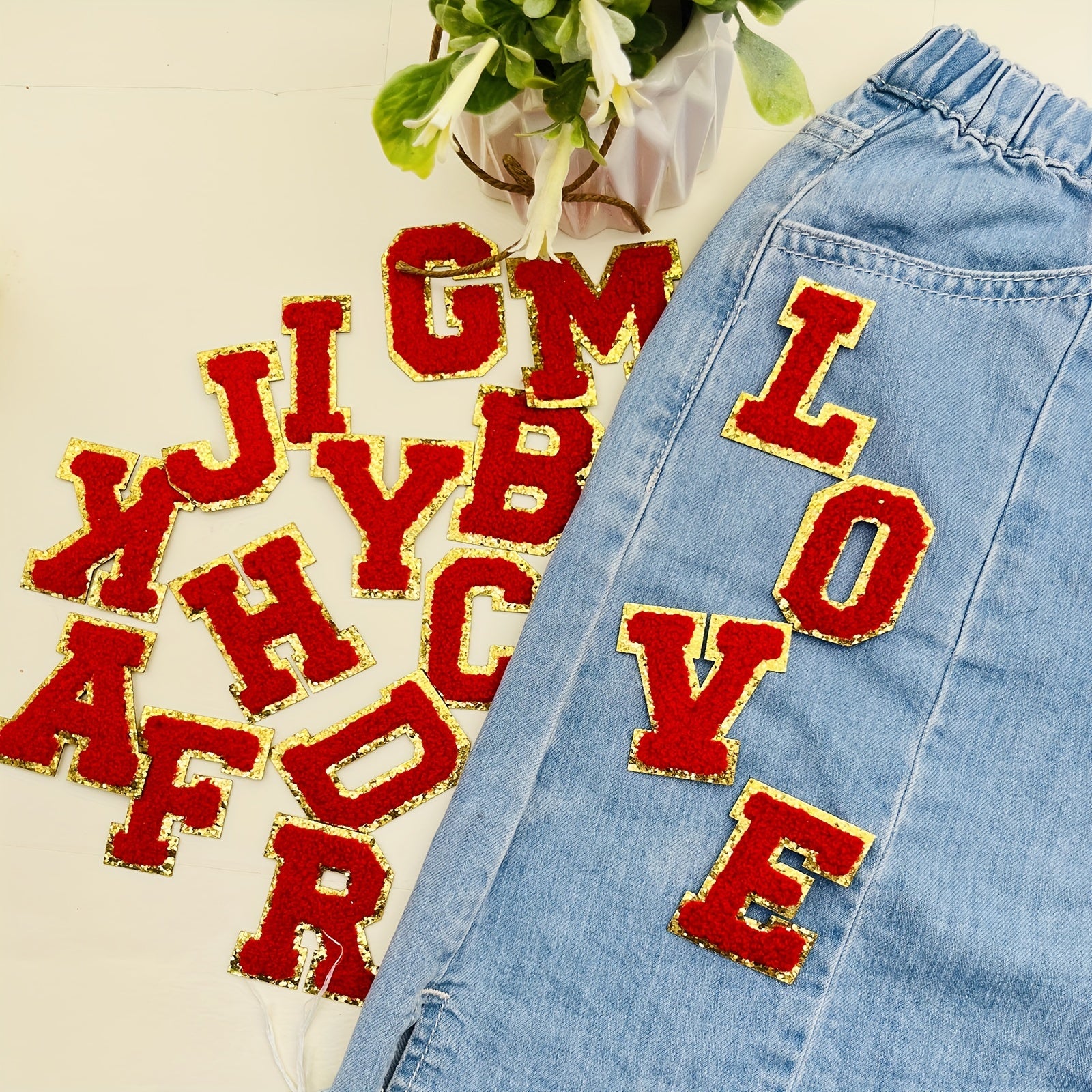 26pcs Alphabet Glitters Patch for DIY Clothes Hat Bags
