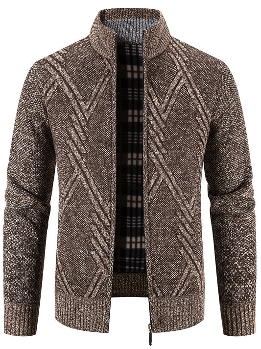 Men's Full Zip Casual Cardigan Thermal Regular Fit Knit Sweater