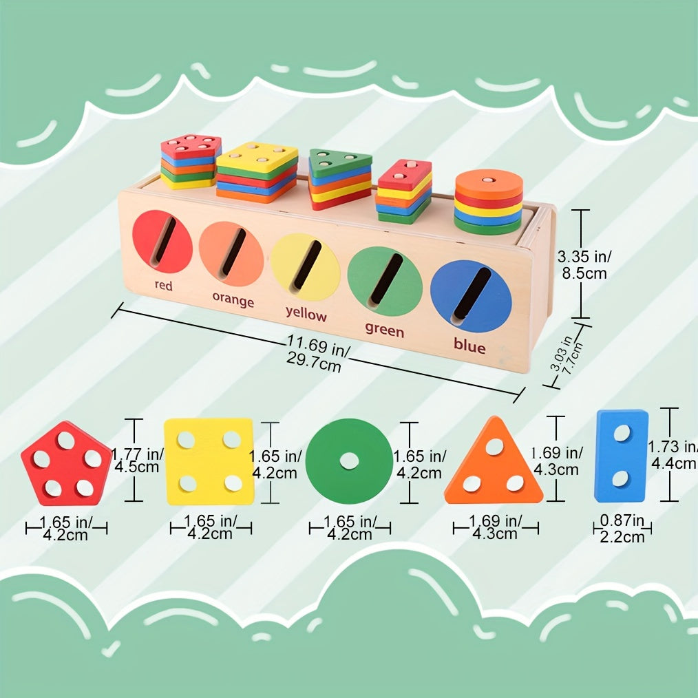 Wooden Shape Sorting Matching Box 12-18 Months Early Learning Toy
