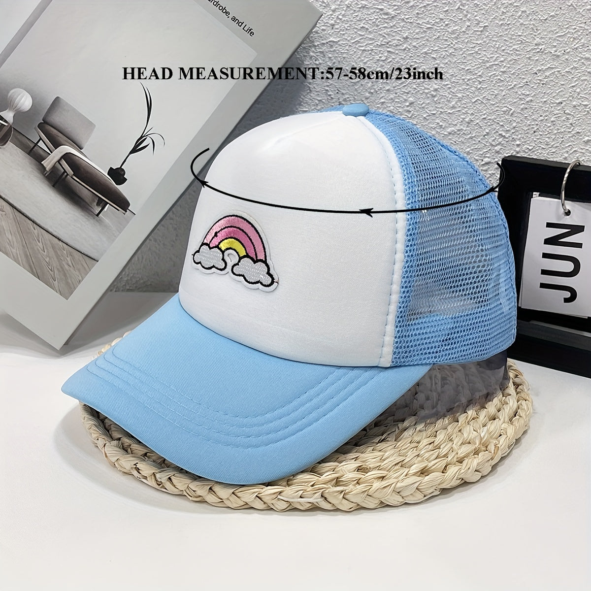 Candy Rainbow Baseball Cap Patch Trucker Hat for Women
