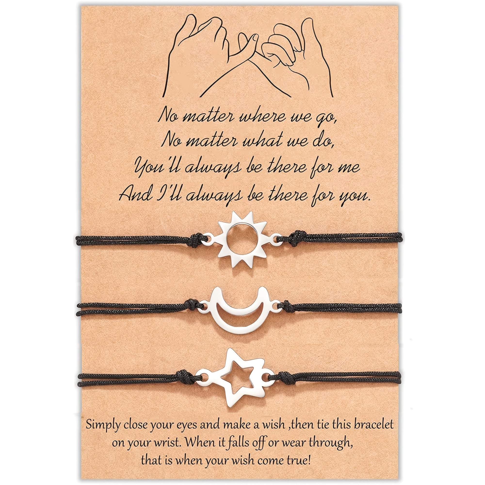 Sun Moon Star Woven Bracelets Set of 3