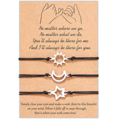 Sun Moon Star Woven Bracelets Set of 3