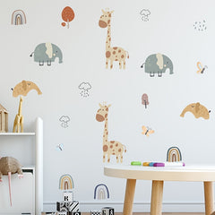 Cartoon Giraffe Elephant Children's Bedroom Wall Sticker