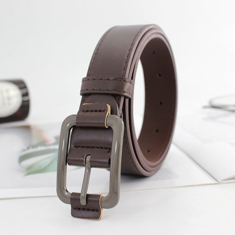 Unisex Vintage Gray Buckle PU Belt Casual Jeans Belt