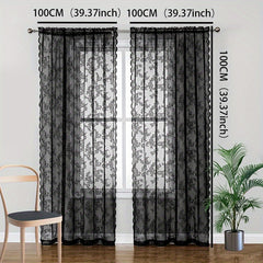 Floral Rose Embroidered Lace Curtains for Elegance in Living Room Bedroom Office