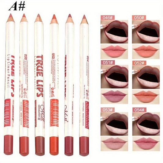 6pcs Waterproof Lip Liner Pencil Red Matte Finish Lipstick Pen