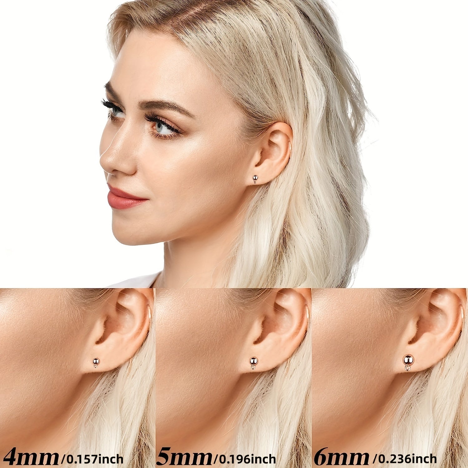 20pcs Ball Post Earring Stud Set With Butterfly Earrings Pin Back