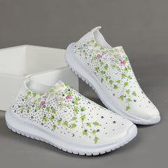 Women's Floral Pattern Rhinestone Tennis Sports Shoes