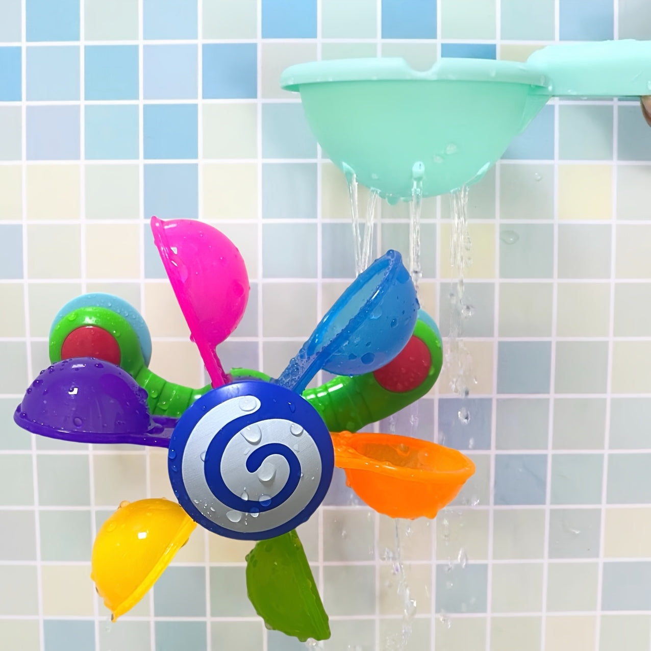 Colorful Kids Bath Windmill Toy with Water Sprinkler
