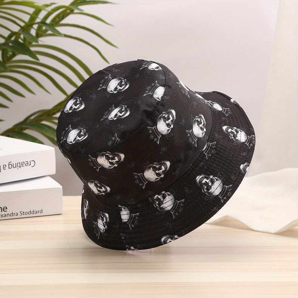 Skull Pattern Print Bucket Hat Lightweight Sun Hat Unisex Travel Essential