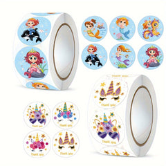 500pcs Unicorn Mermaid Thank You Sticker 1.0" Adhesive Label Decoration
