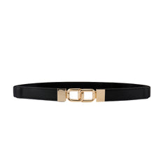 Women's Thin Belt Elastic Band with Metal Golden Buckle