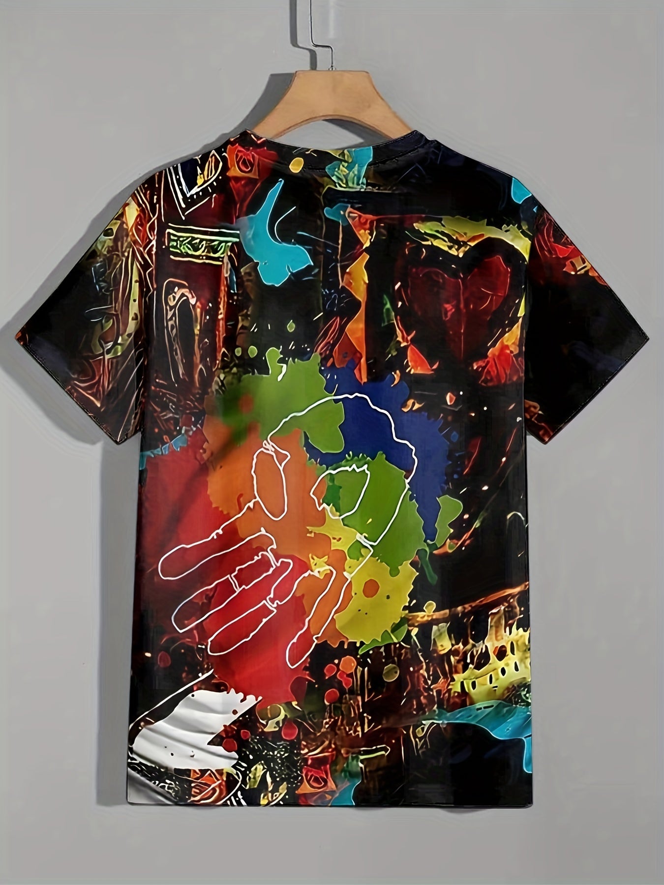 Men's Summer Splatter Graphic T Shirt, Active & Stretchy