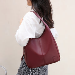 Stylish Faux Leather Tote Shoulder Bag with Zipper