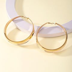 Gold Exaggerated Hoop Earrings 18K Plated Jewelry Female Gift