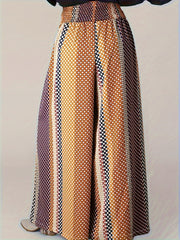  Polka Dot & Striped High Rise Wide Leg Trousers