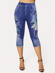 Butterfly Print Capris Leggings for Women
