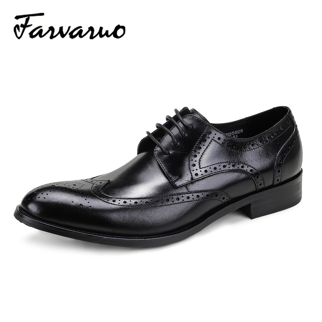 FARWARWO Men's Leather Wing tip Brogue Pointed Toe Derby Shoes