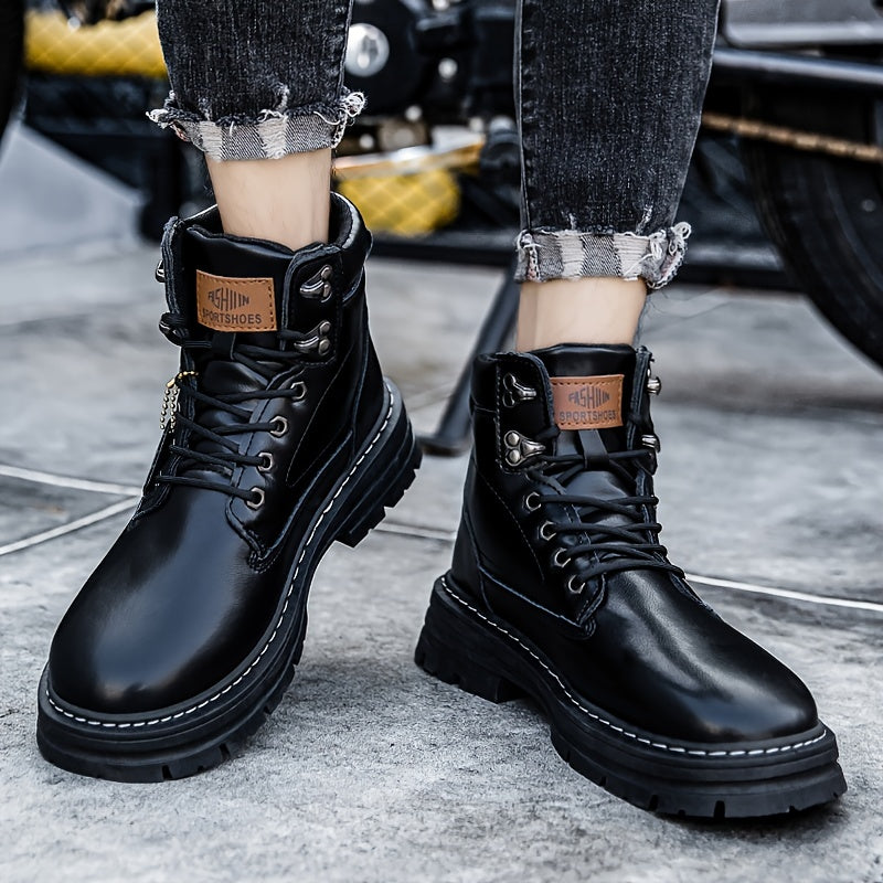 Men's Round Toe Lace up Boots for Winter