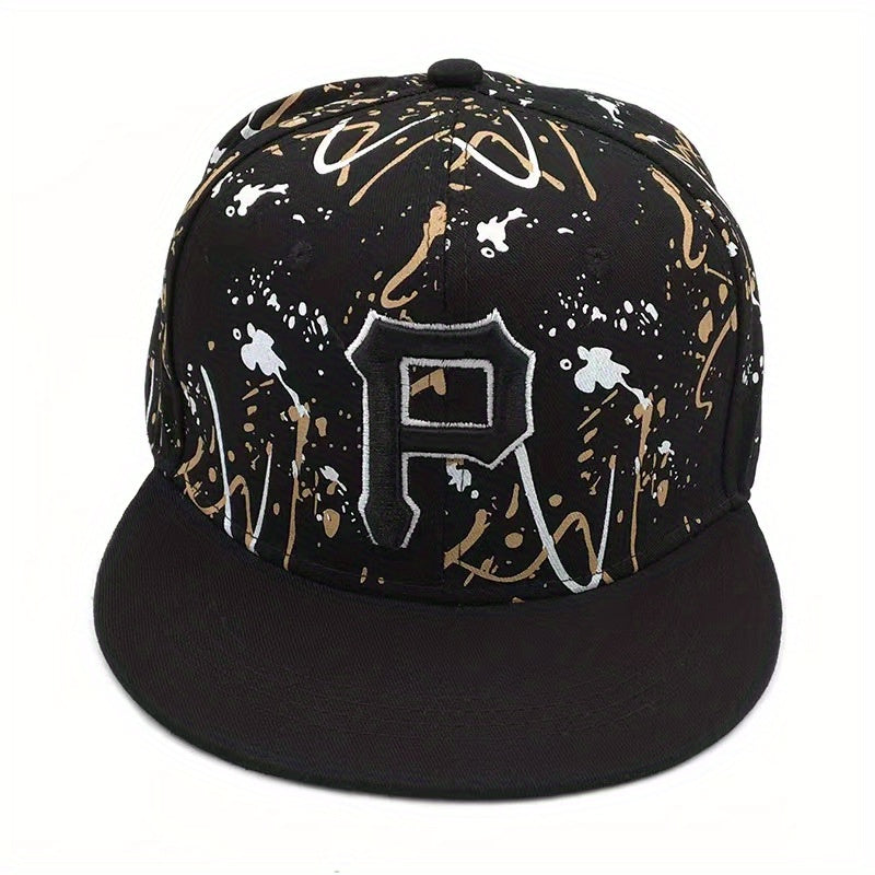 Men's P Embroidered Baseball Cap Casual Hip hop Outdoor Graffiti Sunshade Cap