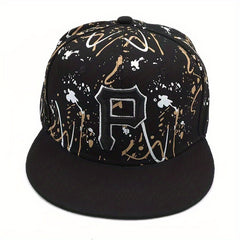 Men's P Embroidered Baseball Cap Casual Hip hop Outdoor Graffiti Sunshade Cap