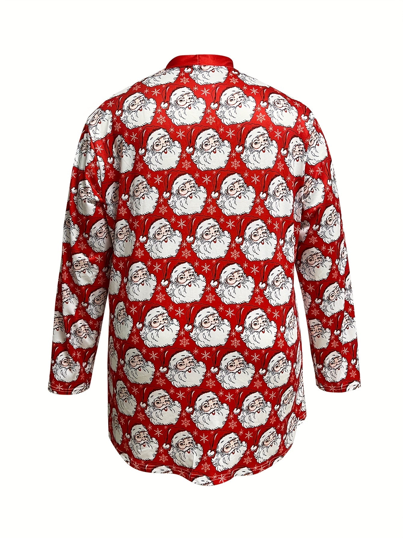  Christmas Cardigan Women's Open Front Santa Print Long Sleeve