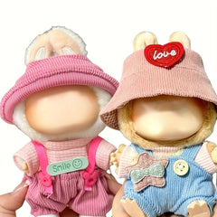 Doll Clothing Set Hat T-Shirt Suspender Skirt Outfit, Fits 6-9in Dolls