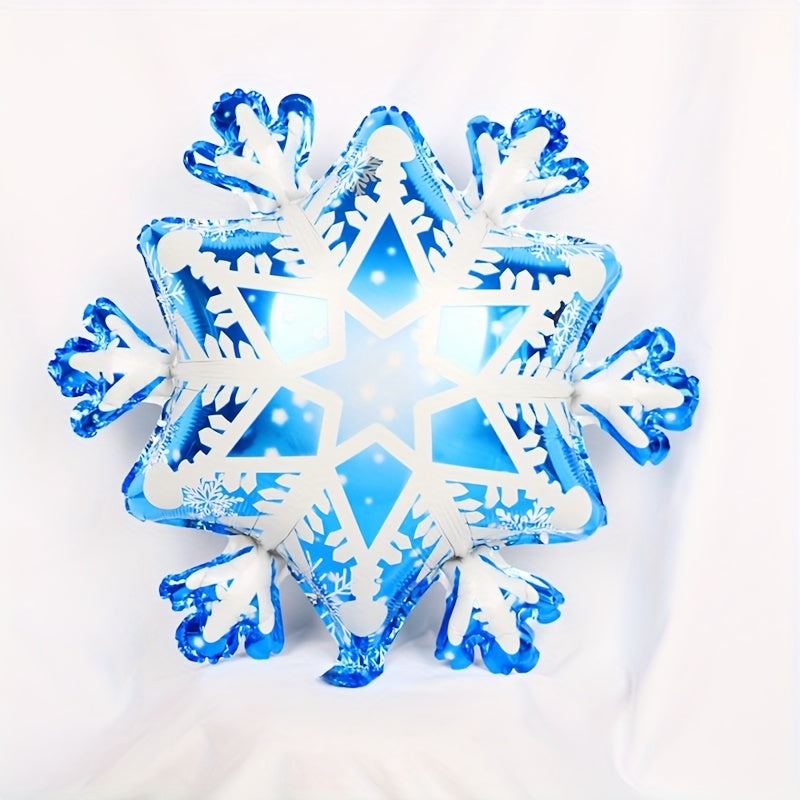 4pcs Snowflake Balloons Large And Small Snowflake Aluminum Foil Decorations