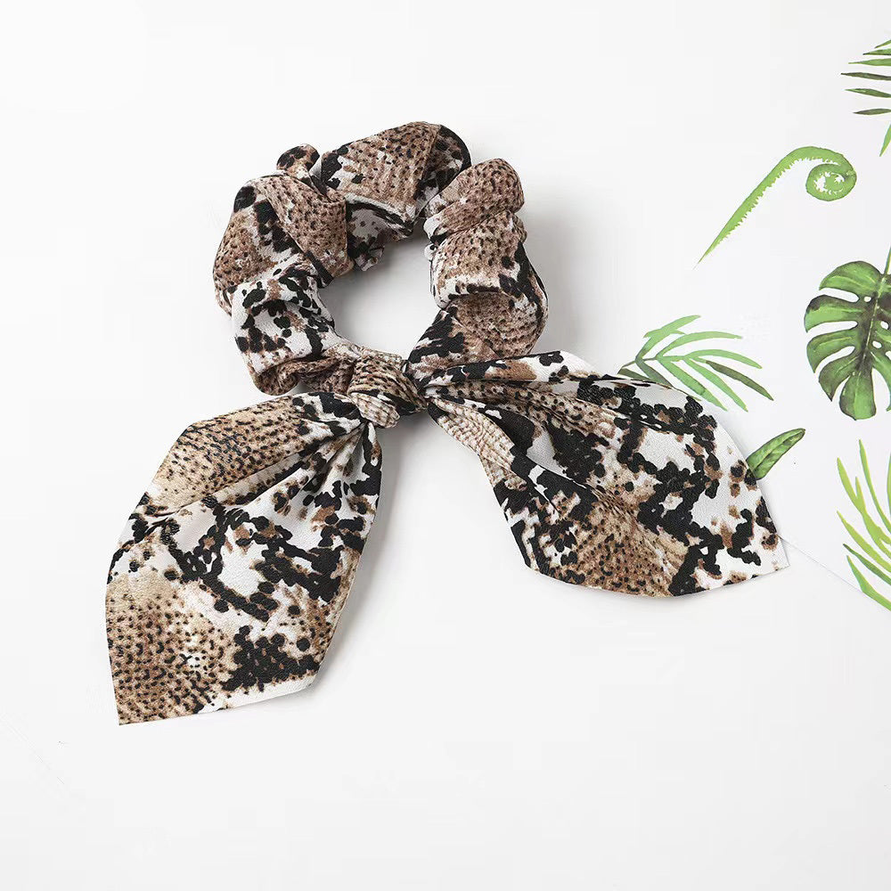 Leopard Print Bow Hair Scarf Scrunchies Boho Hair Tie Elastic Hair Scrunchy