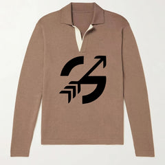 Arrow Pattern Knit Polo Shirt Men's Casual Lapel Pullover Sweater
