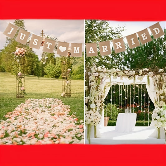 Rustic Just Married Mr & Mrs Wedding Bunting Decoration