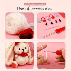 Hand Knitted Rabbit Doll Crochet Set with Instruction Manual
