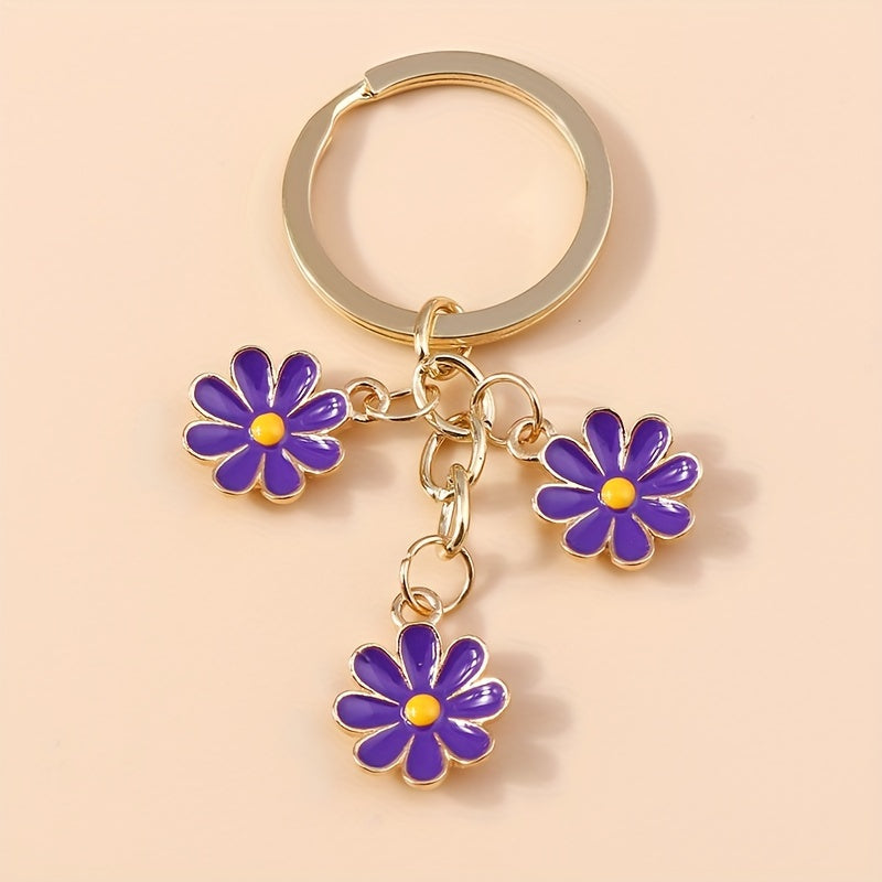 6pcs Daisy Flower Keychain Purse Bag Car Ornament Women Christmas Gift
