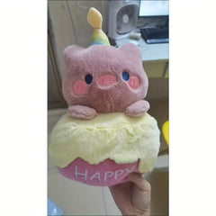 Plush Brown Bear Toy with Pink Ears & Red Eyes - Soft & Cuddly Stuffed Animal